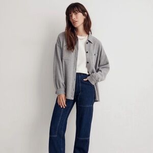 Madewell Gray Button-Down Shirt Jacket